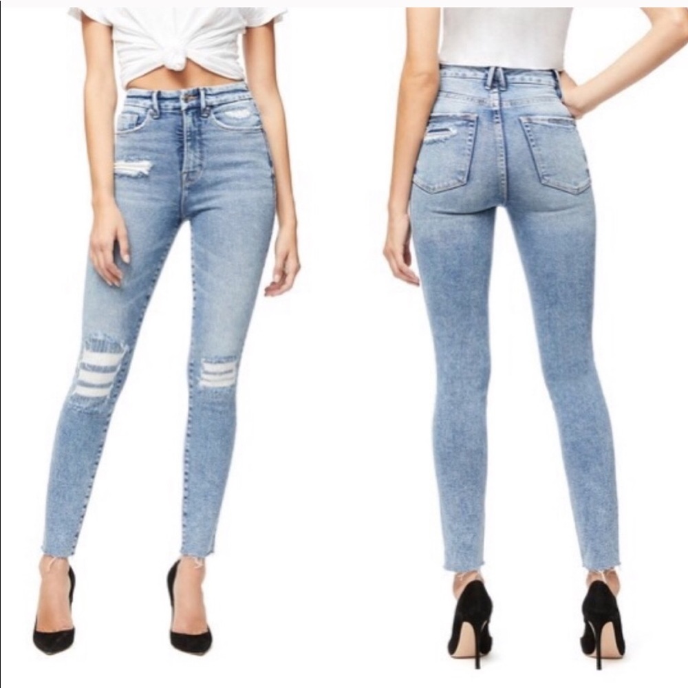 Good American Good Curve Skinny Raw Edge Jeans